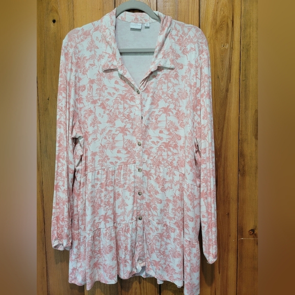 New Directions Pink and White High Low Dress - Picture 2 of 10